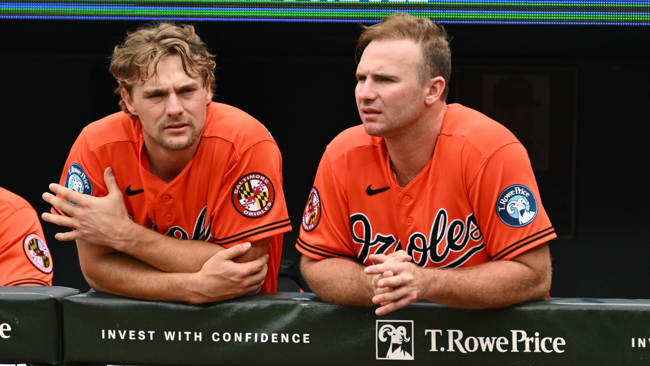 Baltimore Orioles infielder Gunnar Henderson (2), left, and infielder Pete Alonso (25) - Source: Imagn Images