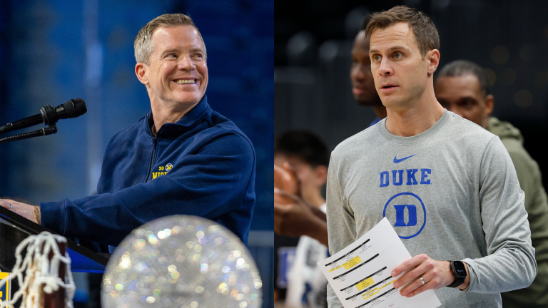 Dusty May, Jon Scheyer - Source: Imagn