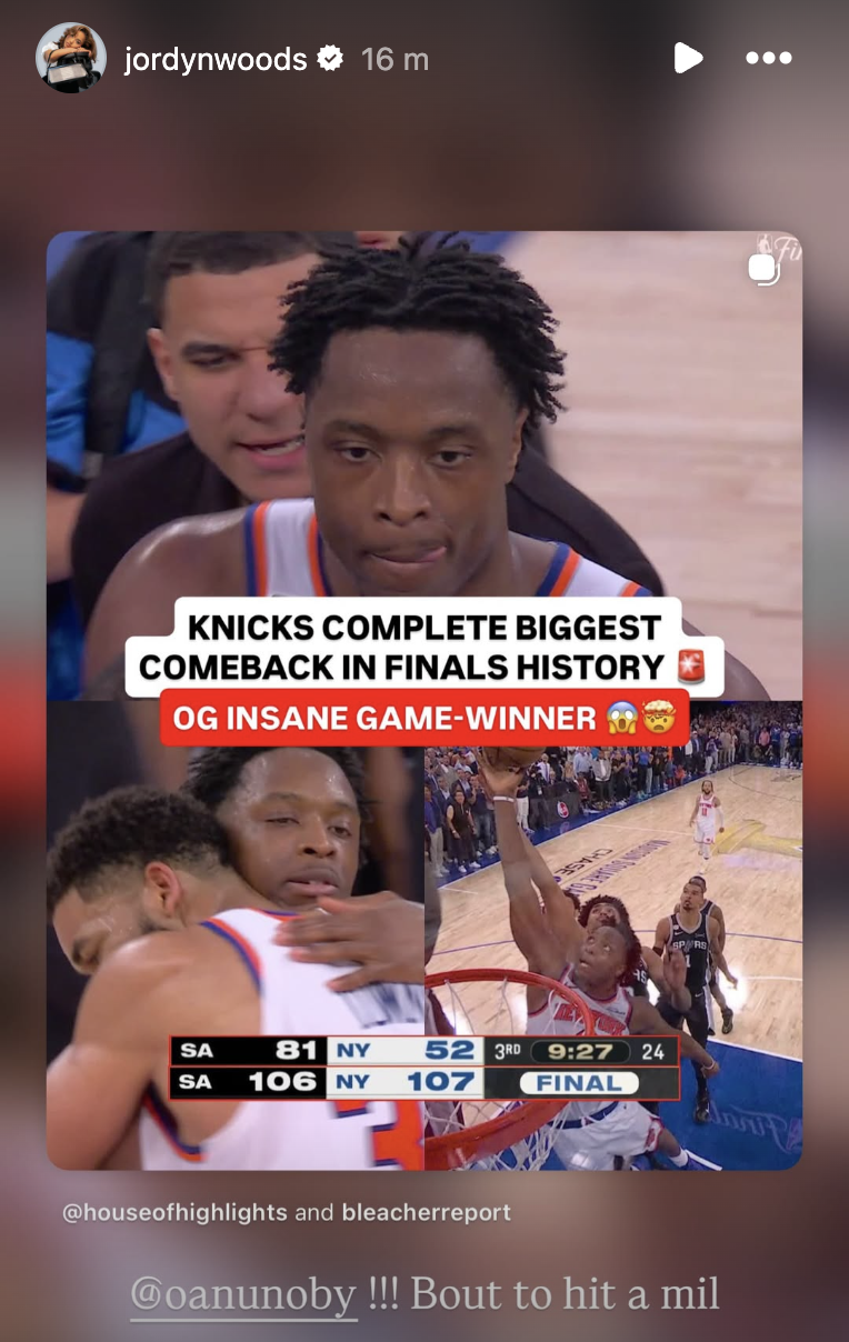 Karl-Anthony Towns' GF Jordyn Woods Drops 5-Word Reaction on OG Anunoby's Game-Winner