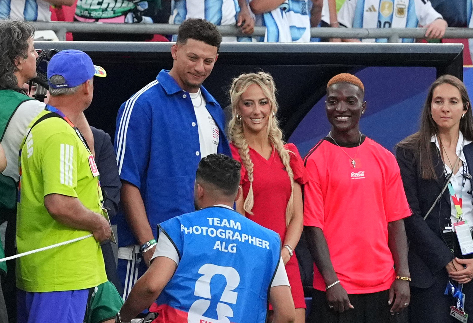 Kansas City Chiefs' Patrick Mahomes with his wife Brittany Mahomes inside the stadium before the match.