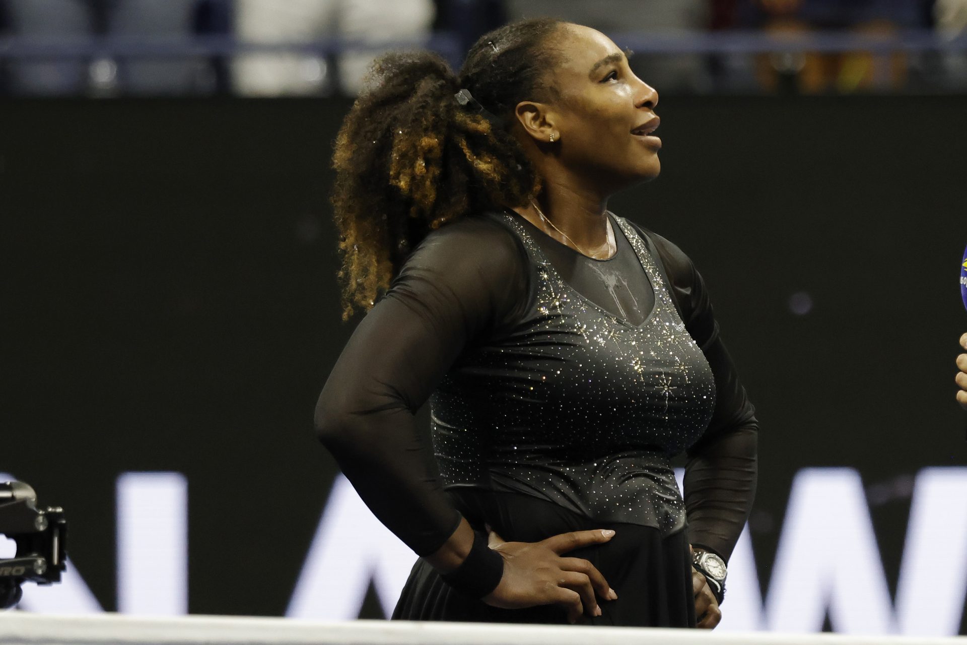Serena Williams (USA) stands on the court after her match against Ajla Tomljanovic (AUS) (not pictured) on day five of the 2022 U.S. Open tennis tournament at USTA Billie Jean King Tennis Center.