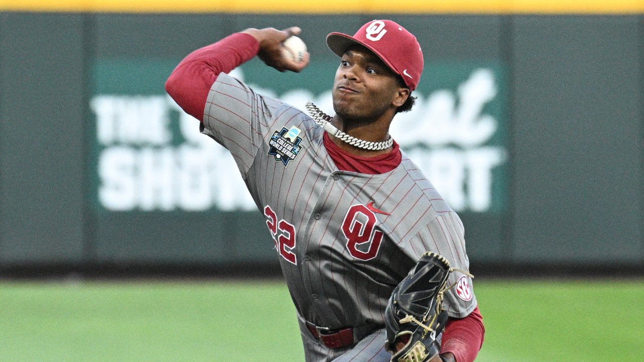 Oklahoma Sooners pitcher LJ Mercurius (22) throws against the Georgia Bulldogs. Source: IMAGN