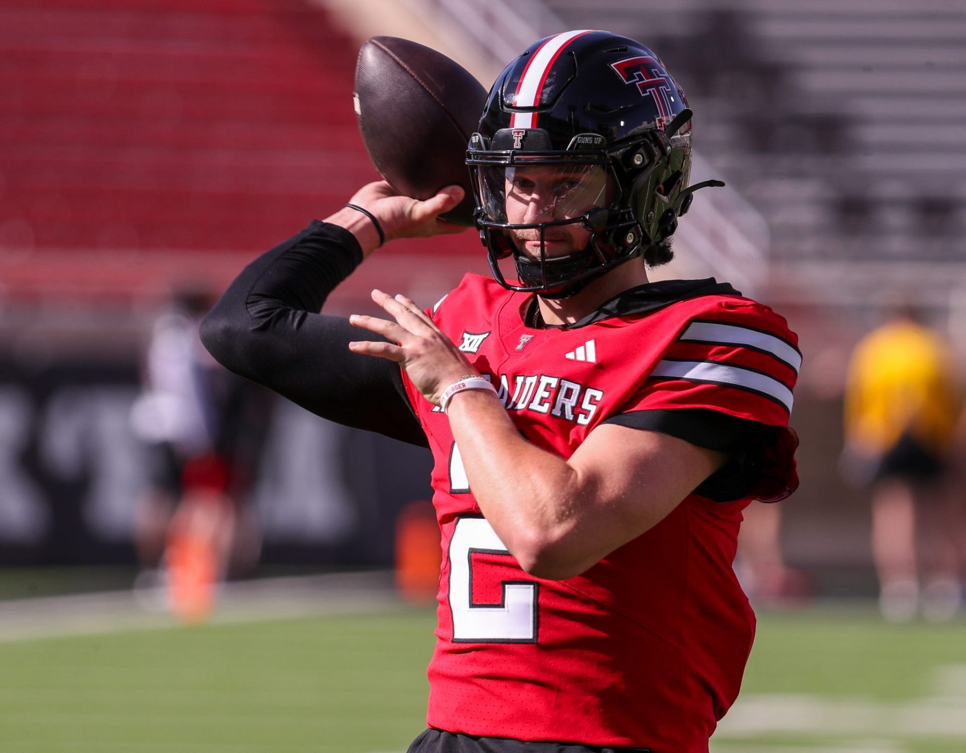 Texas Tech's Brendan Sorsby goes through warmups before the spring football game
Source: Imagn