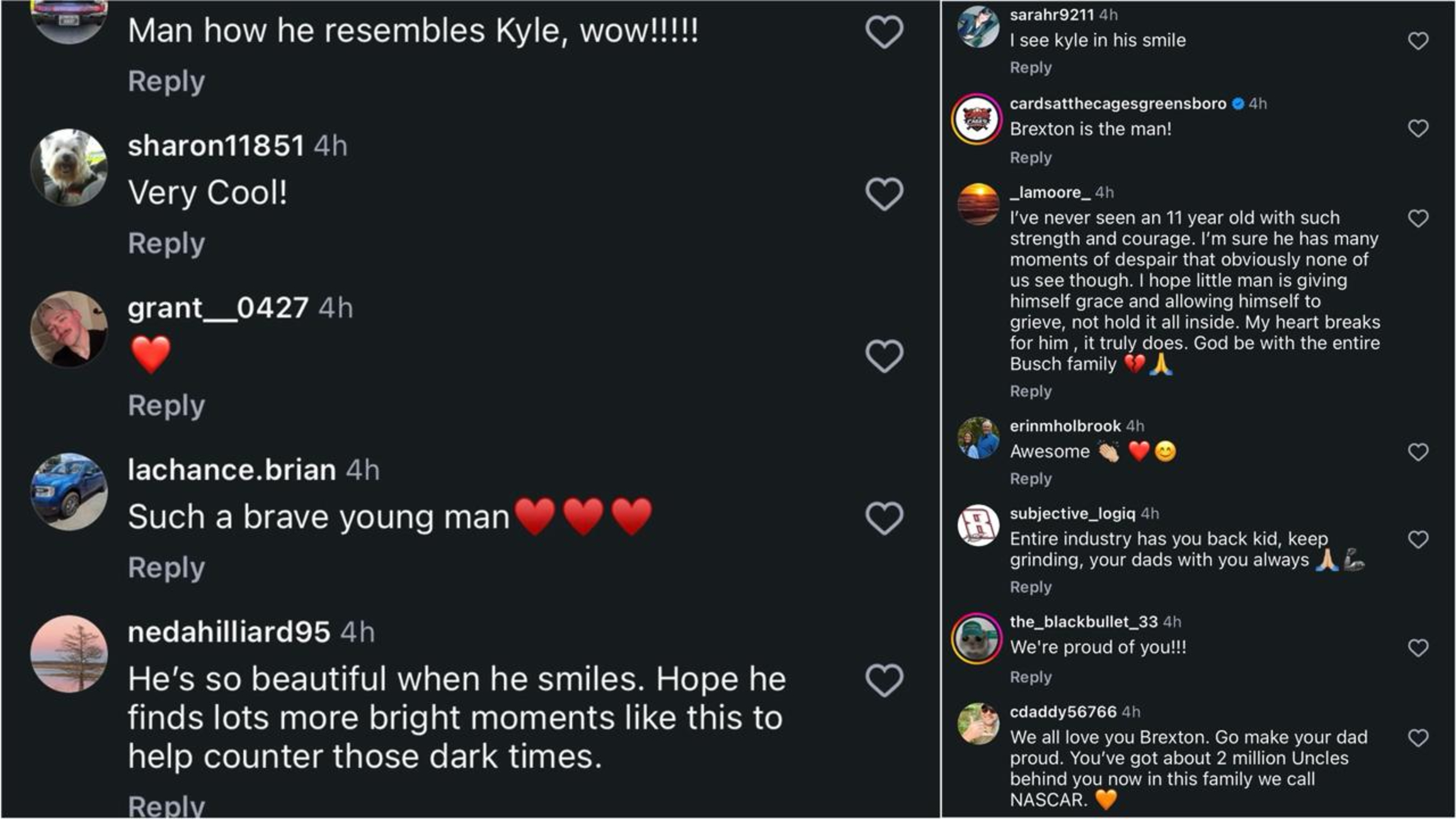 Fans react to Brexton Busch and Tom Busch's tribute to Kyle Busch at Charlotte Motor Speedway
