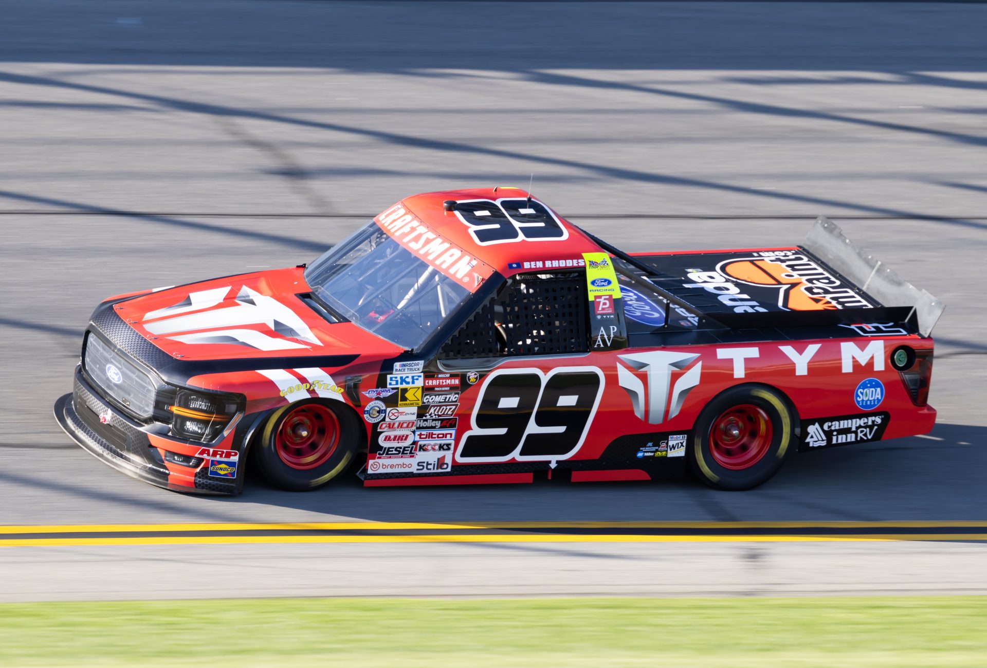 NASCAR Truck Series driver Ben Rhodes (99) during qualifying for the Fresh from Florida 250 at Daytona International Speedway.
