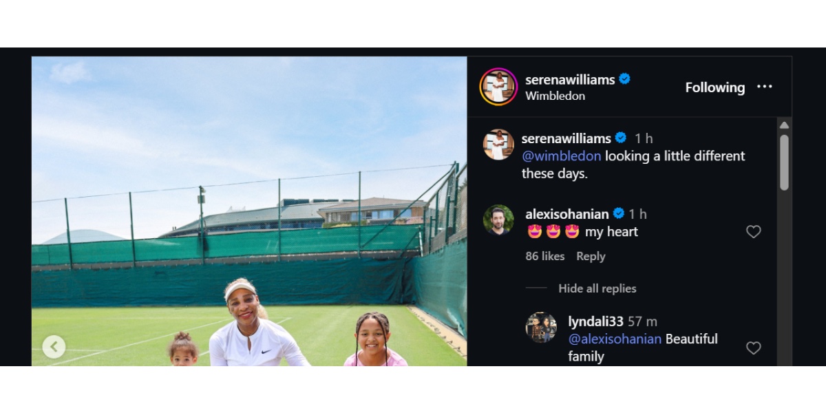 Ohanian's comment on Williams' post -(Image via Instagram/ @serenawilliams)