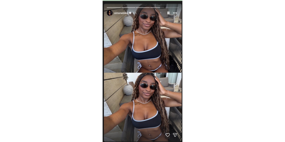 Biles' selfie in swimwear - (Image via Instagram/ @simonebiles)