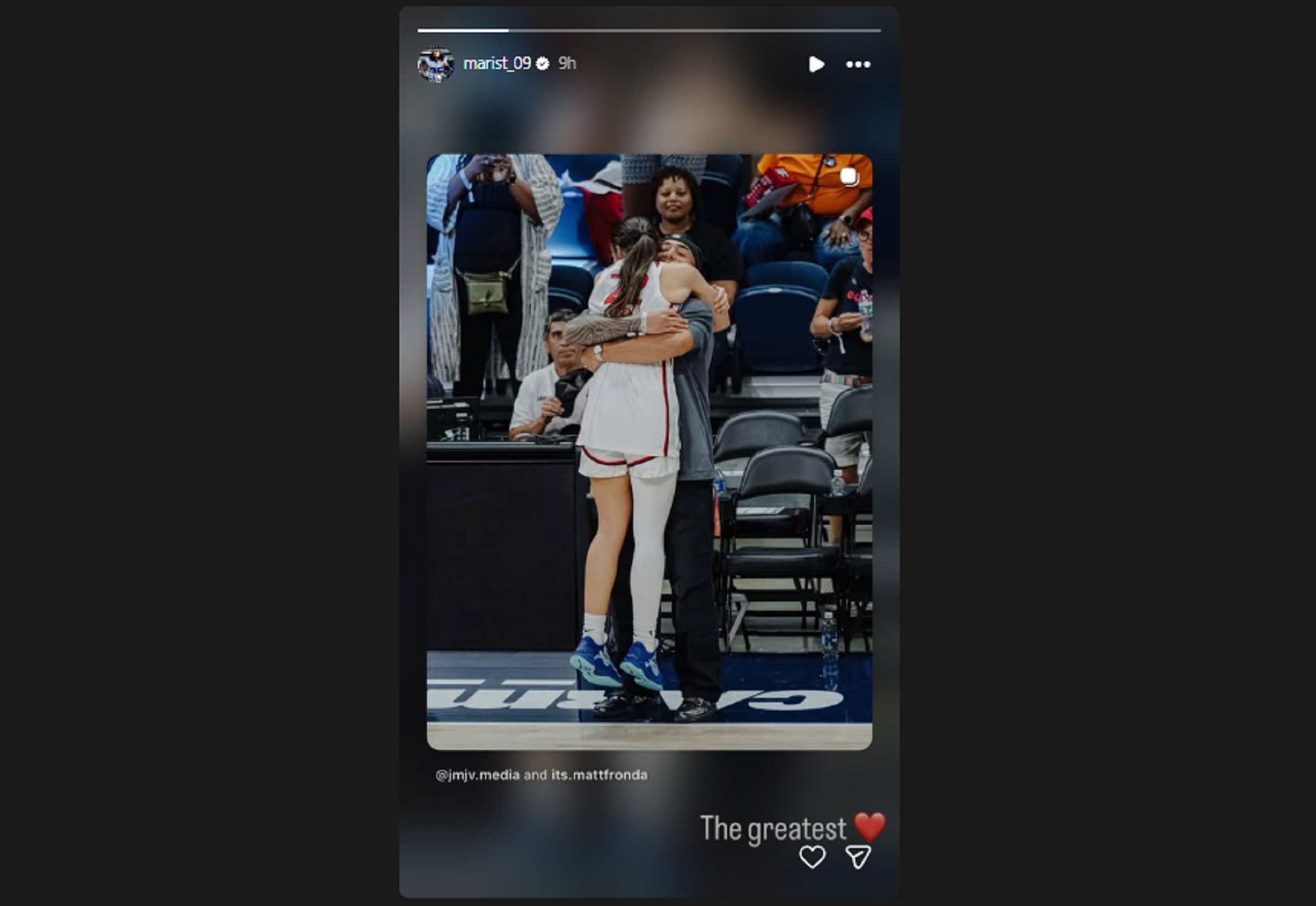 Marist Liufau shares a pic of his embrace with his girlfriend Sonia Citron (Image via Instagram/@marist_09)