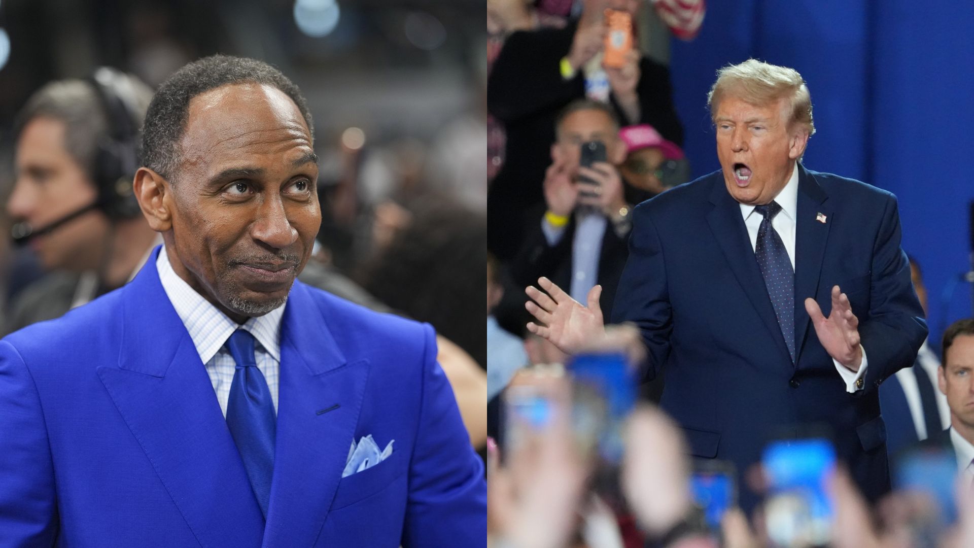 Stephen A. Smith and Donald Trump - Source: Imagn.