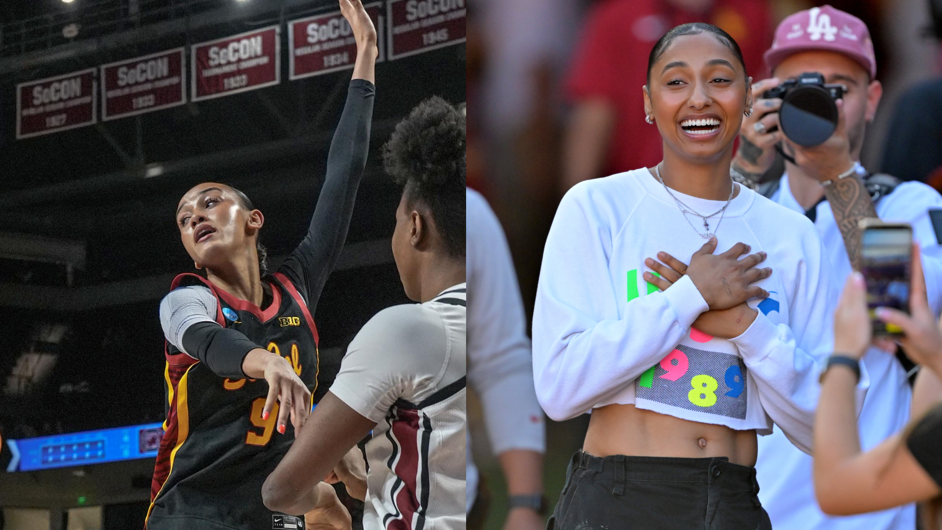 Jazzy Davidson and JuJu Watkins. - Source: Imagn