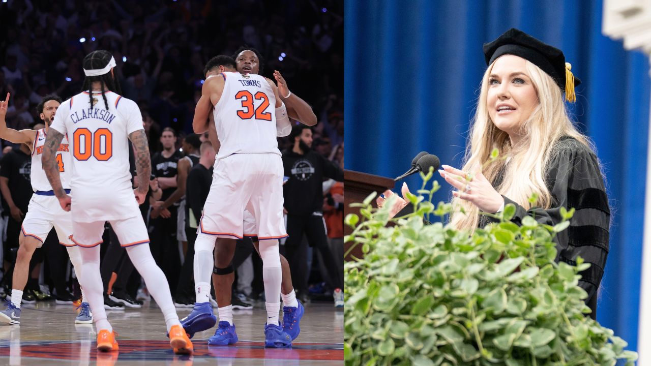 Knicks celebrate Game 4 win and Erika Kirk - Source: Imagn Images
