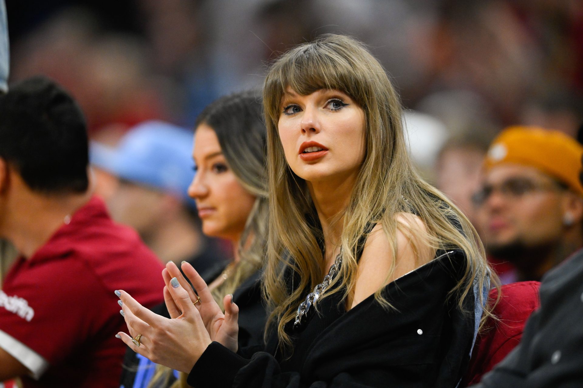 Taylor Swift during the third quarter between the New York Knicks and Cleveland Cavaliers during game three of the eastern conference finals for the 2026 NBA playoffs at Rocket Arena.