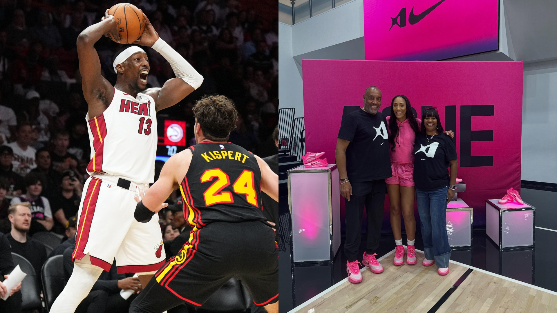 Bam Adebayo and the Wilson family. - Source: Imagn, @eva.r.wilson on Instagram