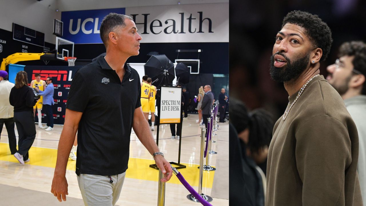 Rob Pelinka and Anthony Davis - Source: Imagn Images
