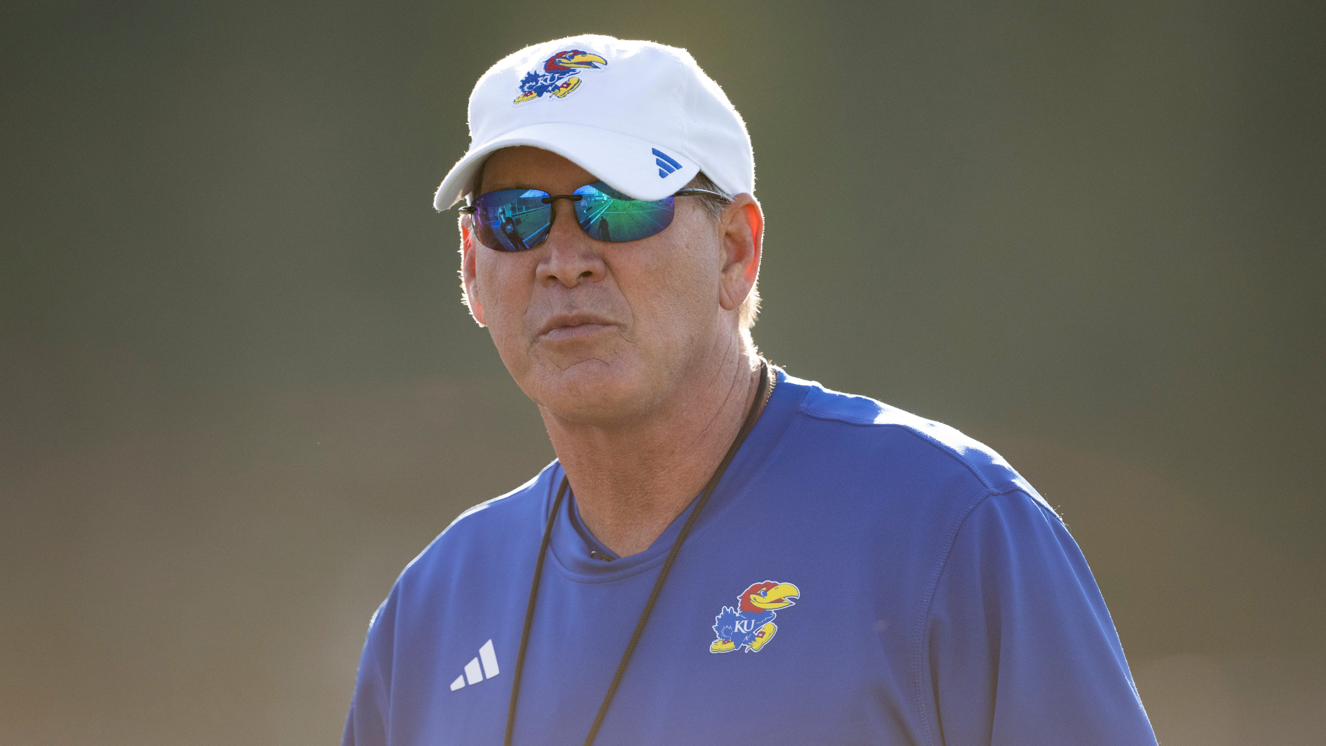 Head coach Lance Leipold watches during Kansas spring football practice. Source: IMAGN