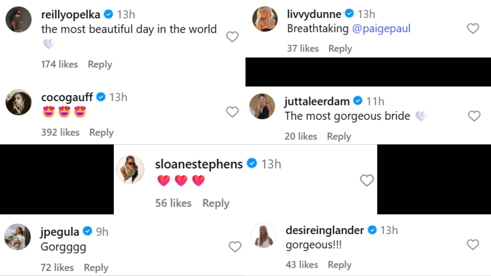 Screenshot of comments from the Instagram post