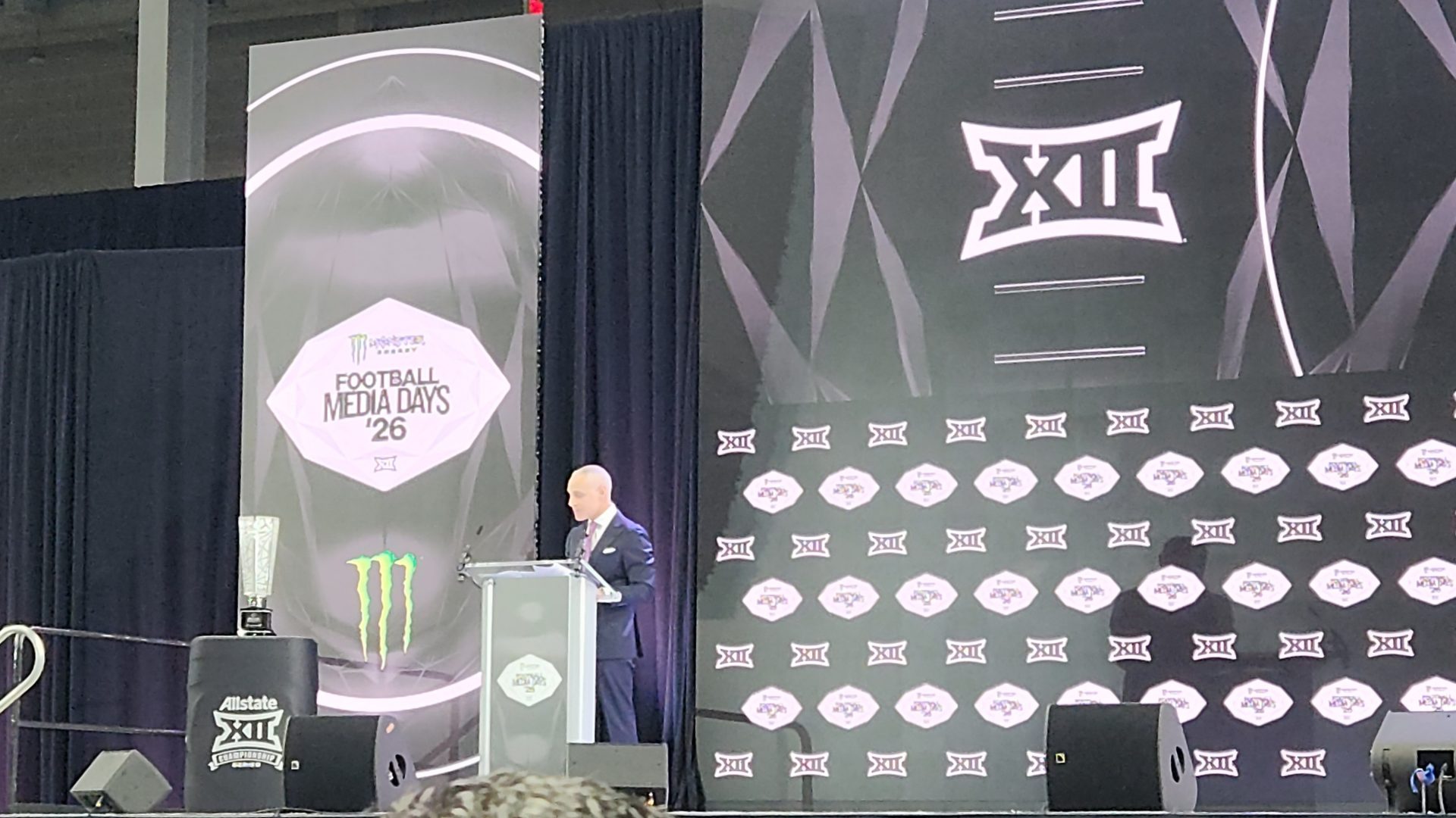 Brett Yormark speaks at 2026 Big 12 Football Media Day at The Star in Frisco, Texas on July 7, 2026. Credit: Imagn
