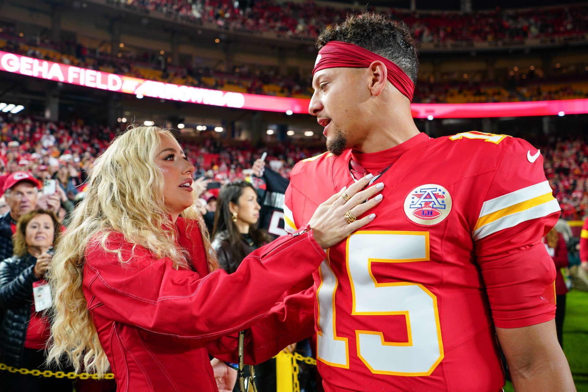 Patrick Mahomes, Brittany Mahomes.
Source: Denny Medley-Imagn Images