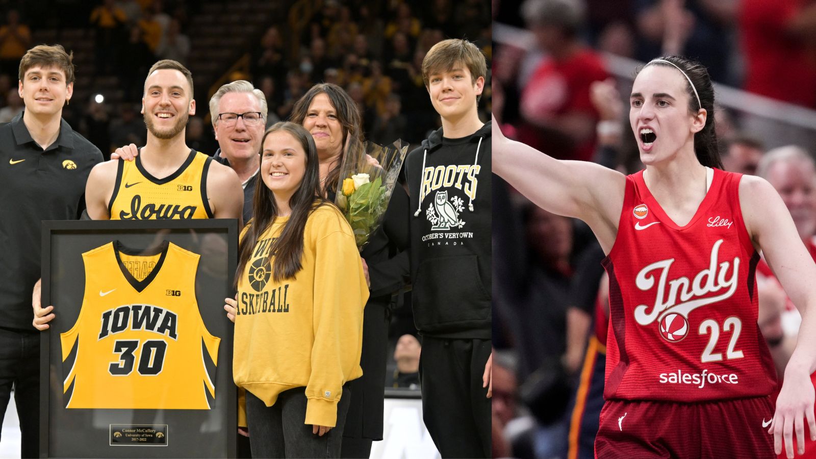 Connor McCaffery's family and Caitlin Clark - Source: Imagn Images