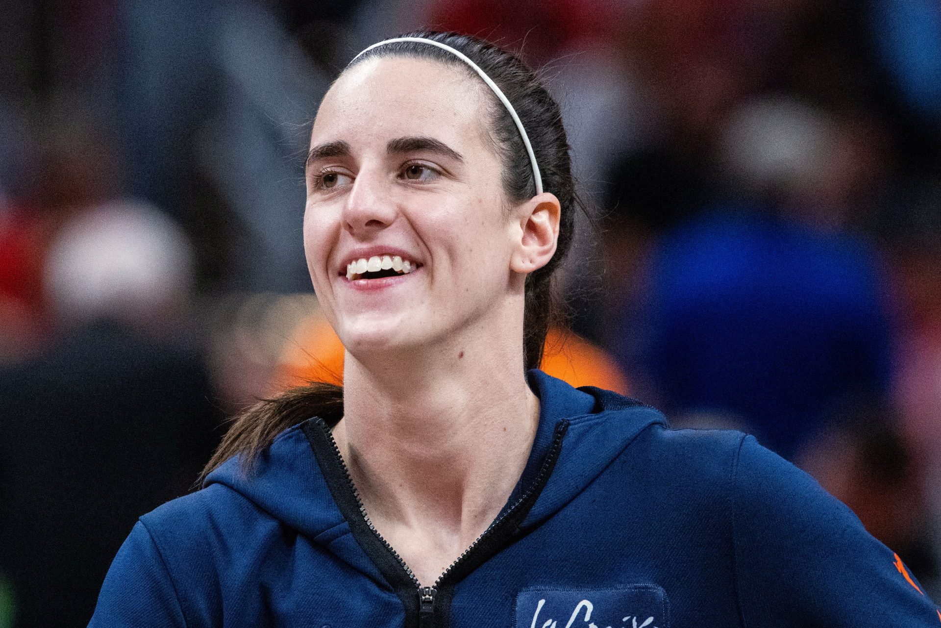 Indiana Fever guard Caitlin Clark (22) before the game against the Connecticut Sun at Gainbridge Fieldhouse.
