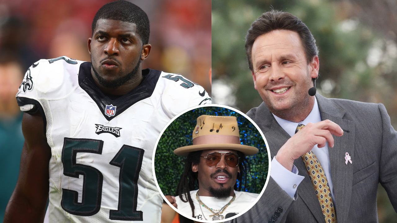 Emmanuel Acho, Karl Ravech, and Cam Newton - Source: Imagn