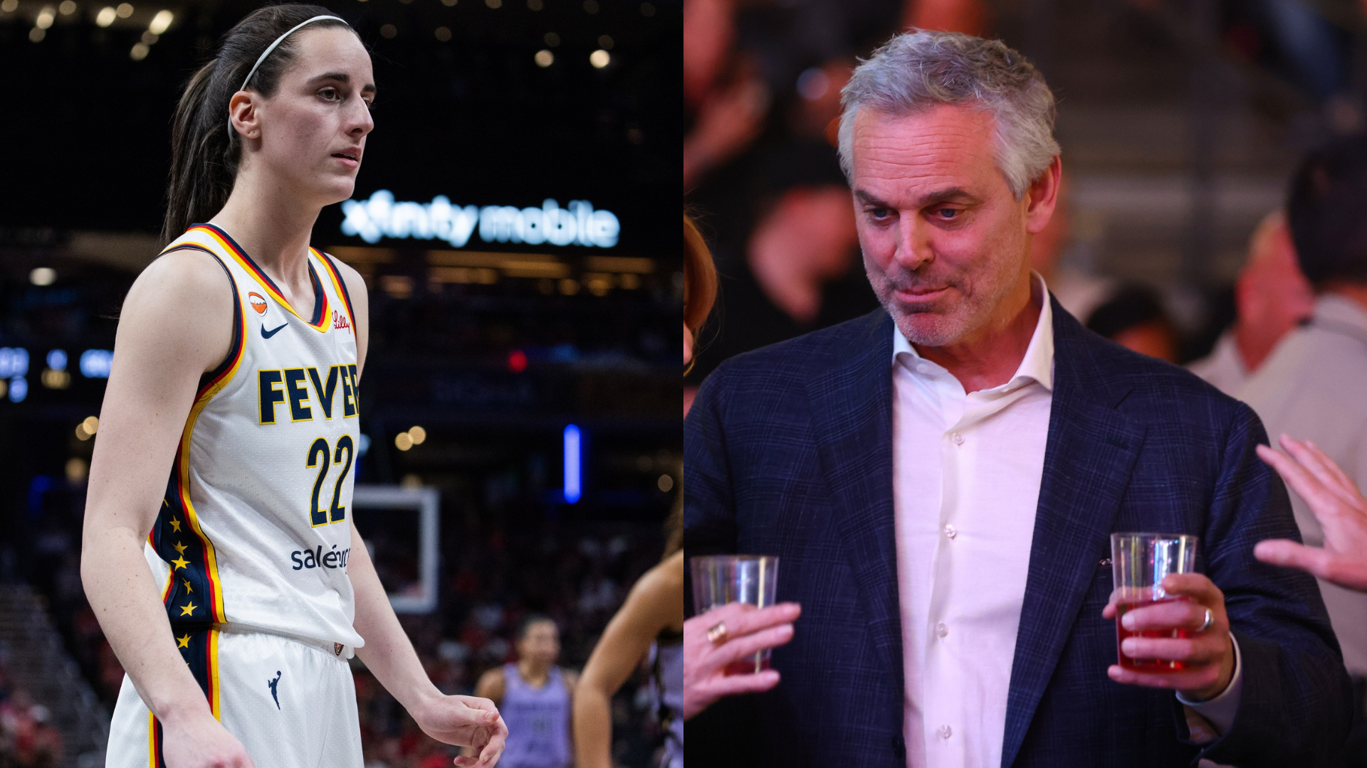 Colin Cowherd and Caitlin Clark. - Source: Imagn