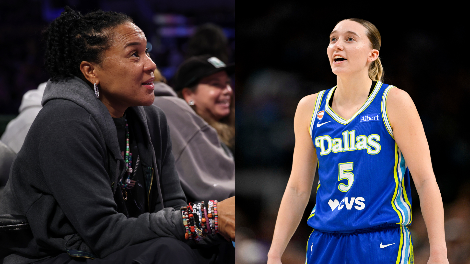 Dawn Staley, Paige Bueckers - Source: Imagn