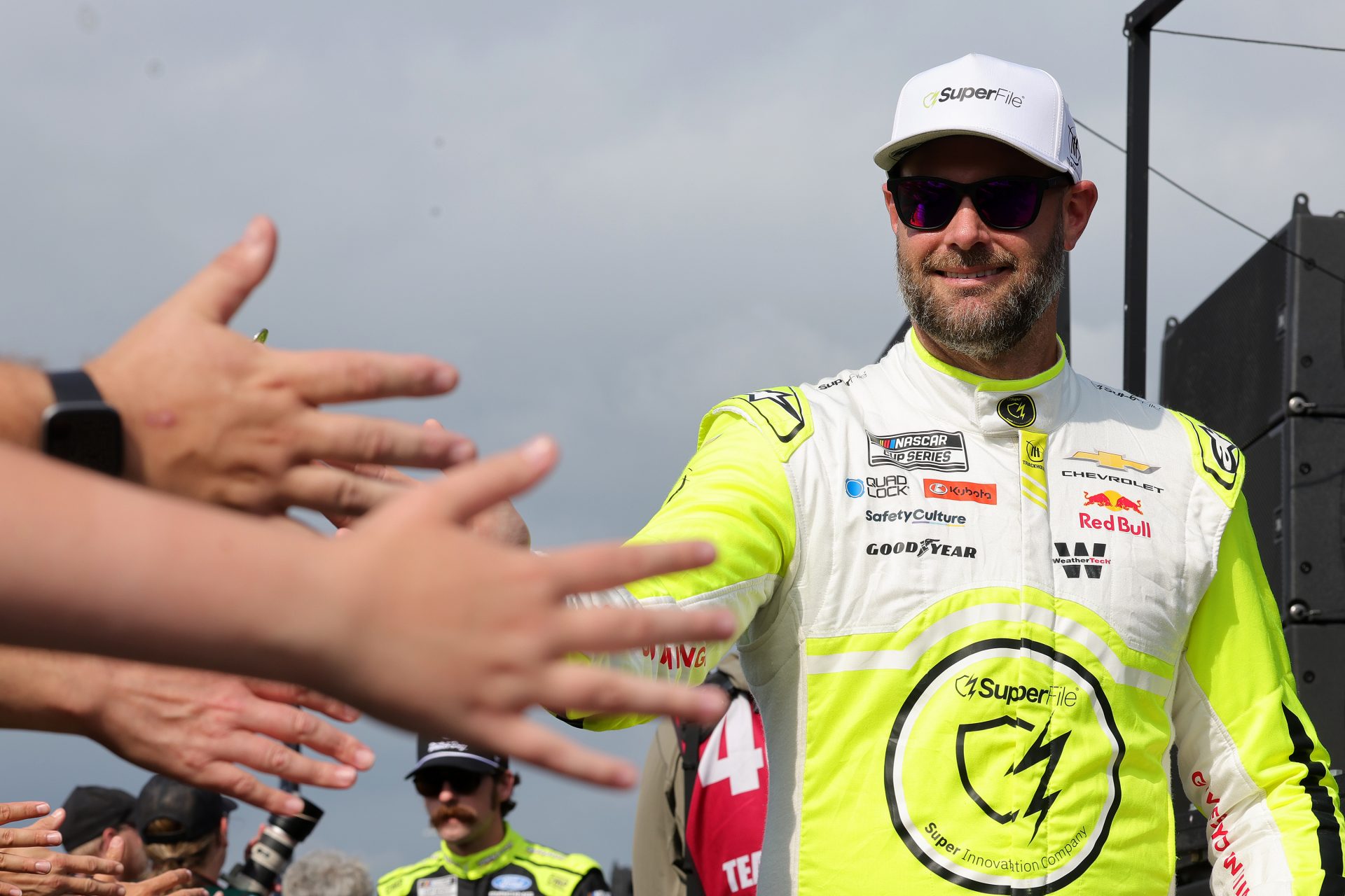 NASCAR Cup Series driver Shane Van Gisbergen (97) shakes hands with fans before the eero 400 at Chicagoland Speedway.