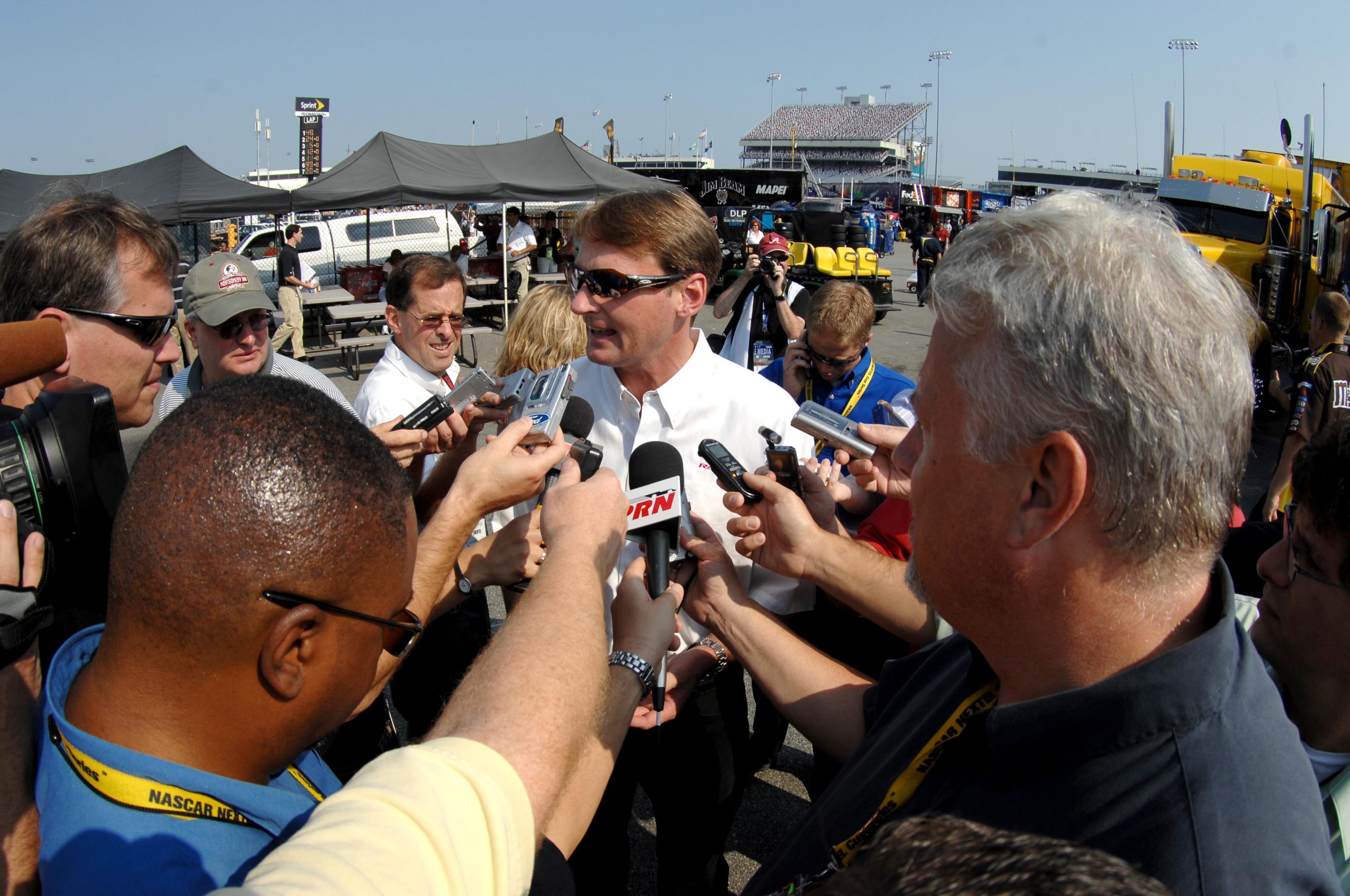 Sept 7, 2007; Richmond, VA, USA; Nascar Nextel Cup Series team owner Doug Yates holds a press conference to announce the retirement of his father Robert Yates (not pictured) from Robert Yates Racing prior to qualifying for Chevy Rock and Roll 400 at Richmond International Raceway. Mandatory Credit: Sam Sharpe-USA TODAY Sports
