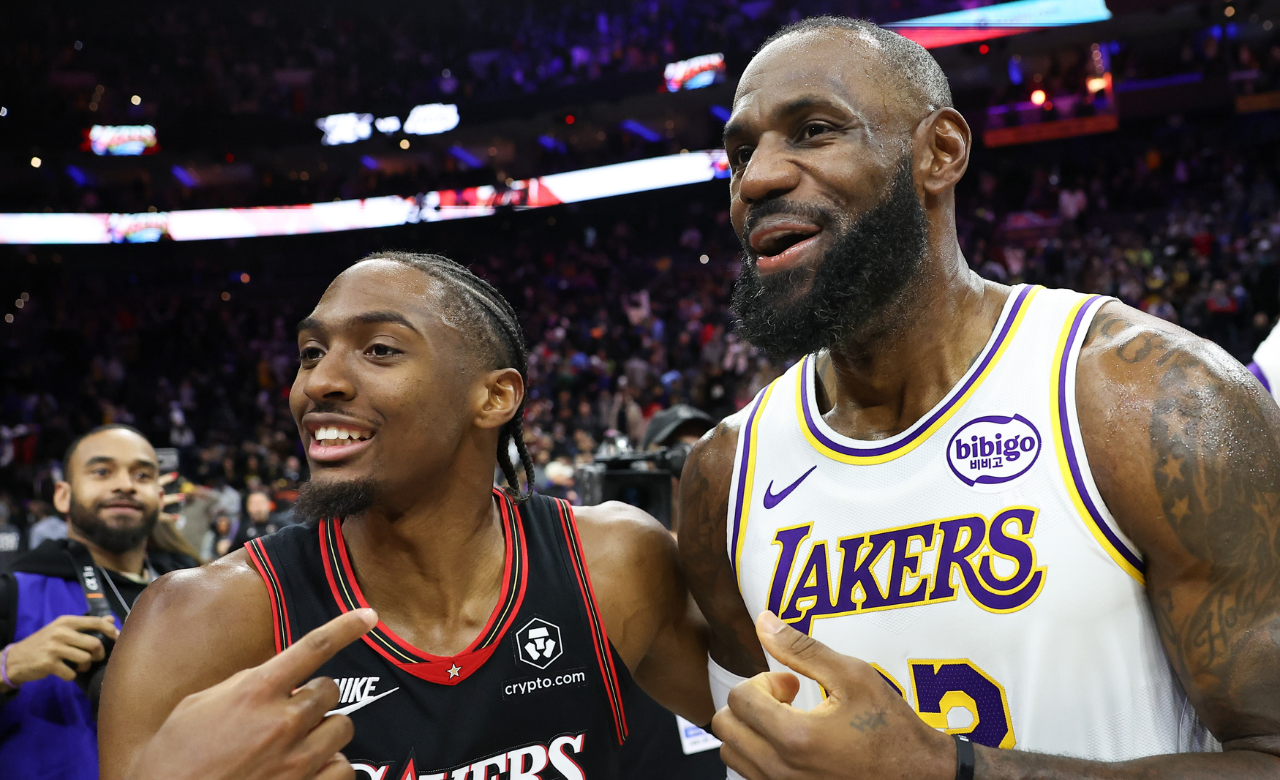 Tyrese Maxey, LeBron James - Image Source: Imagn Images