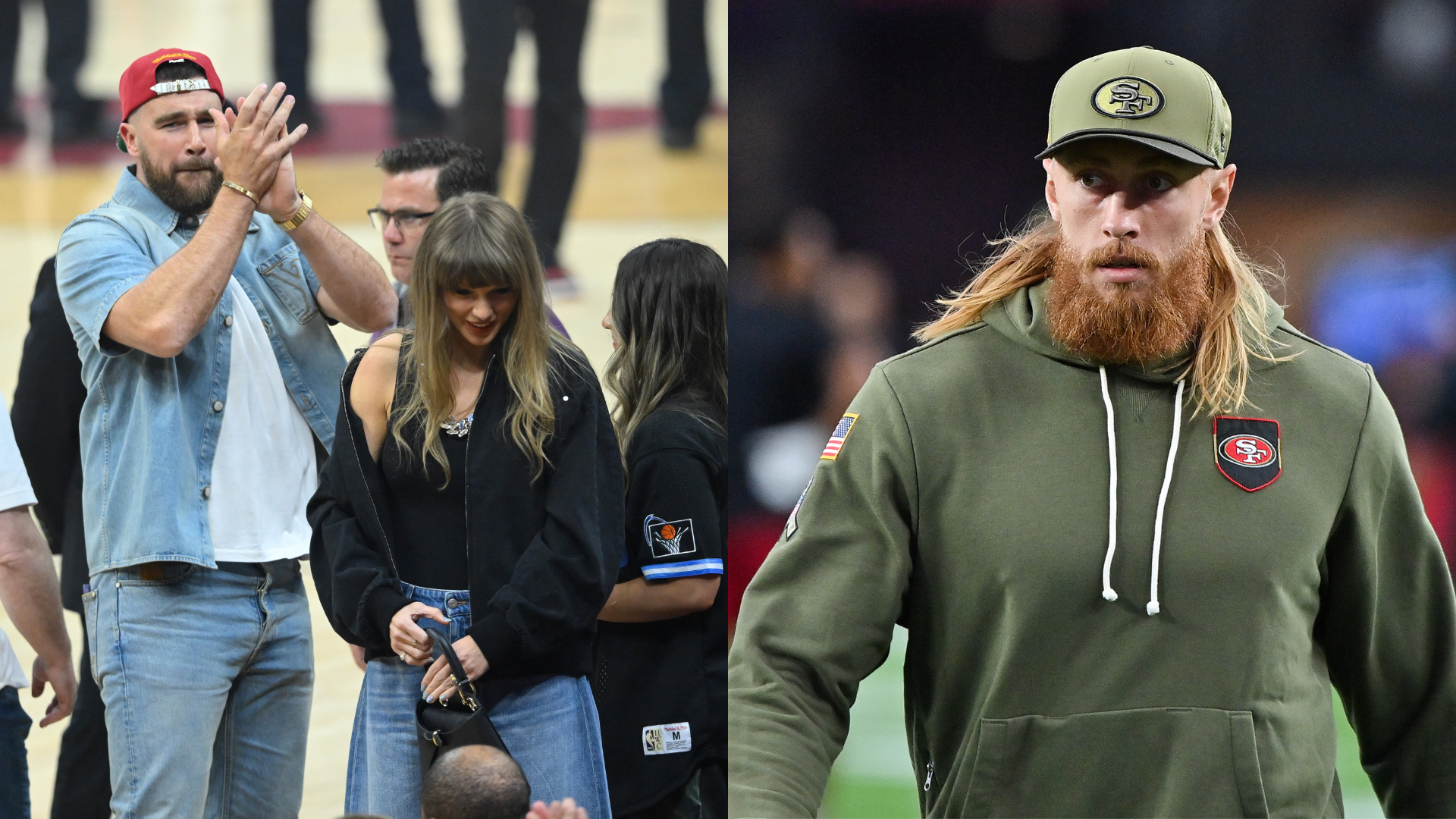 Travis Kelce, Taylor Swift, George Kittle.
Source: Imagn Images