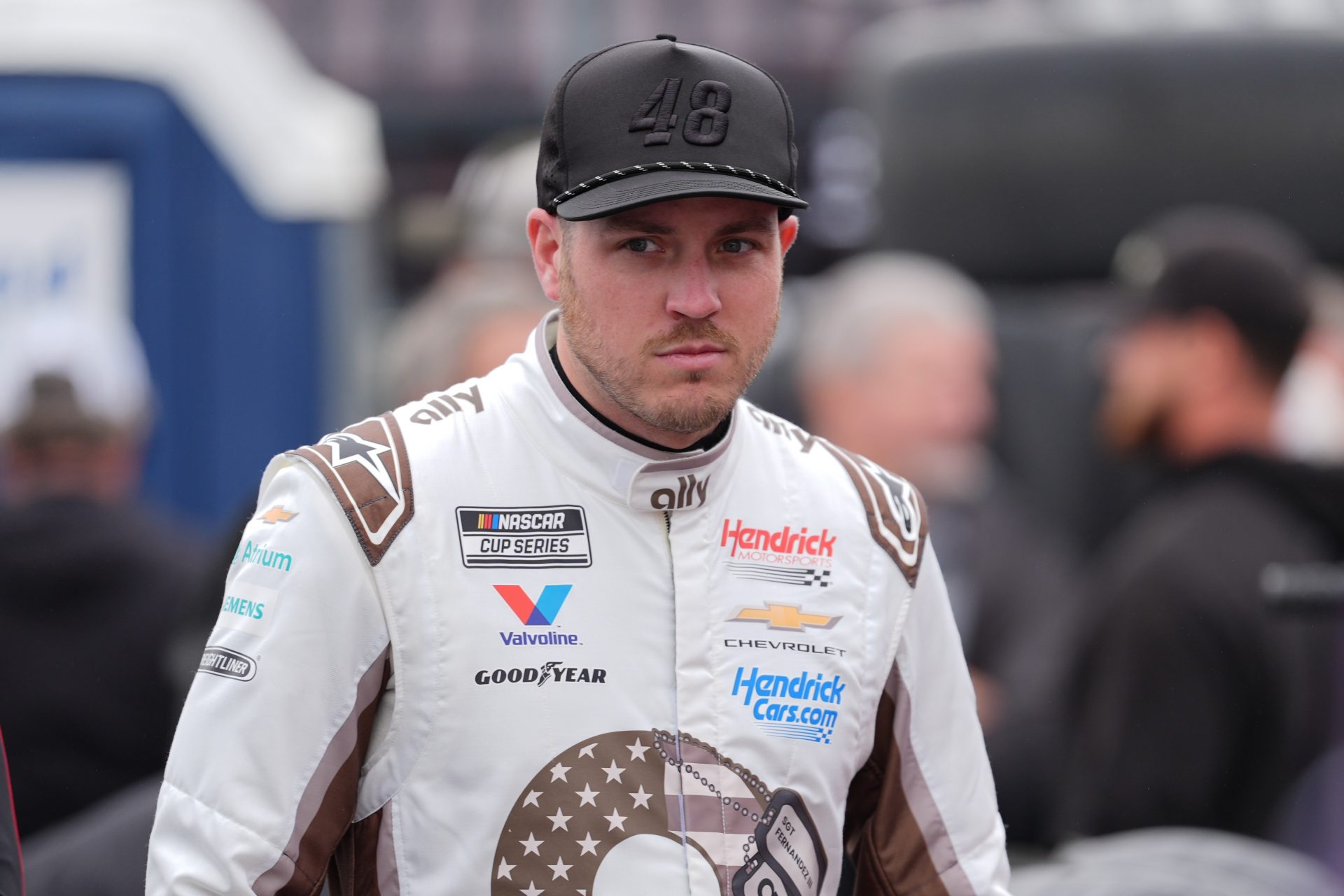 Hendrick Motorsports driver Alex Bowman (48) during qualifying at Charlotte Motor Speedway.