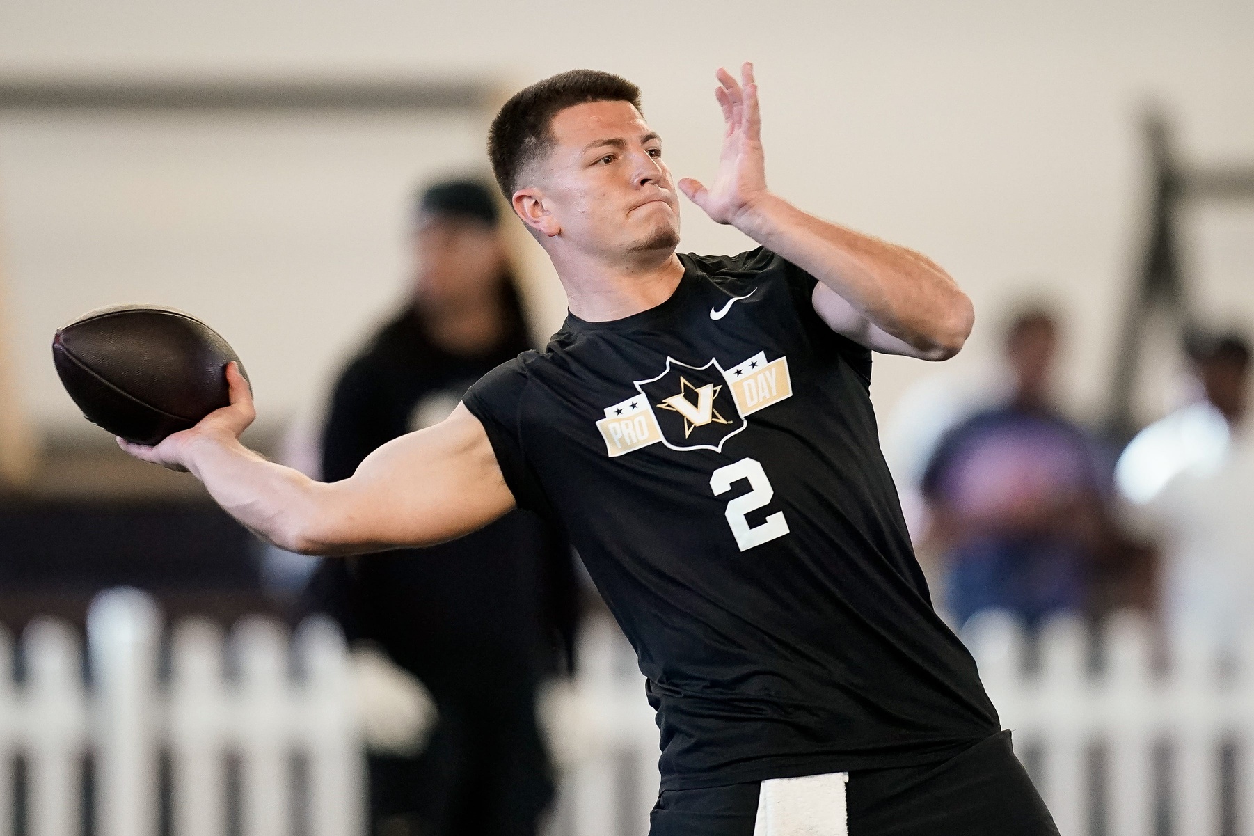 Vanderbilt quarterback Diego Pavia throws the ball during football pro day at Vanderbilt University
Source: Imagn