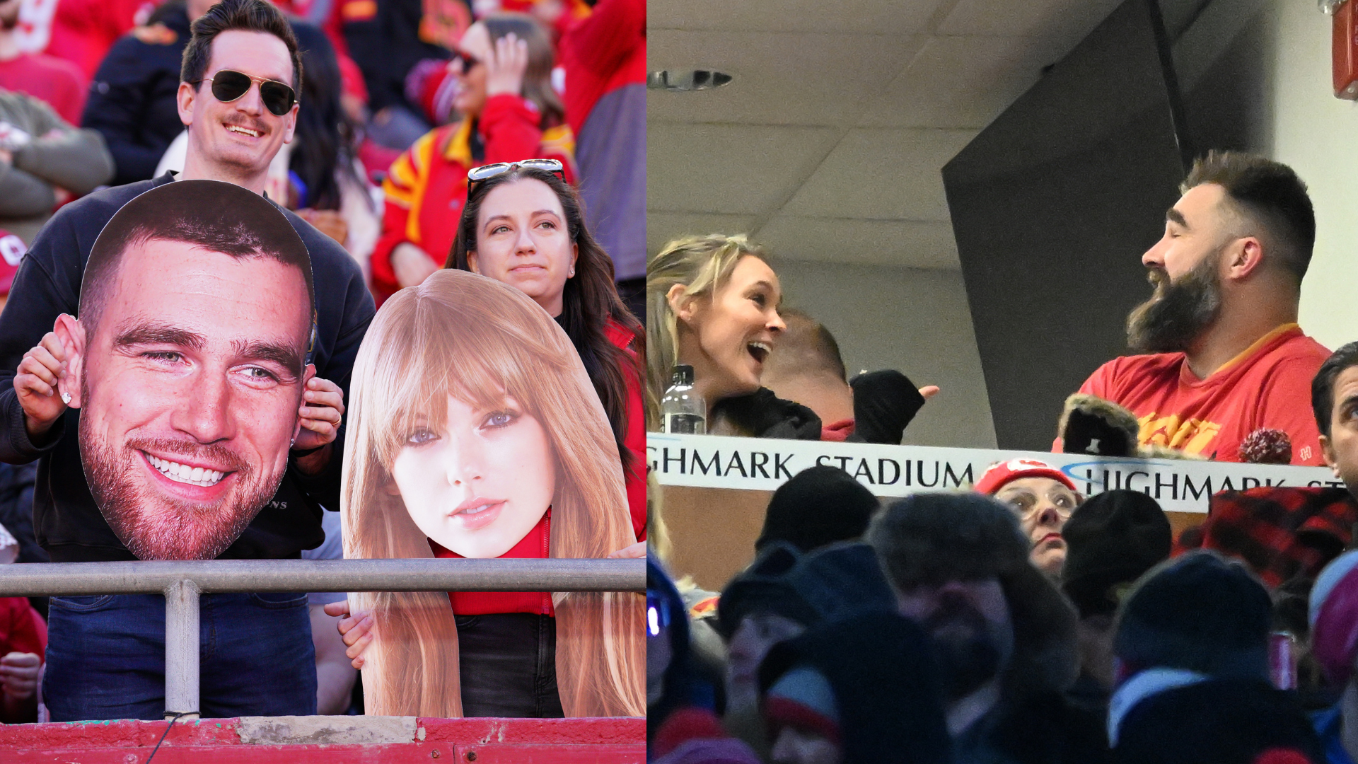 Travis Kelce, Taylor Swift, Kylie Kelce and Jason Kelce. Source: IMAGN