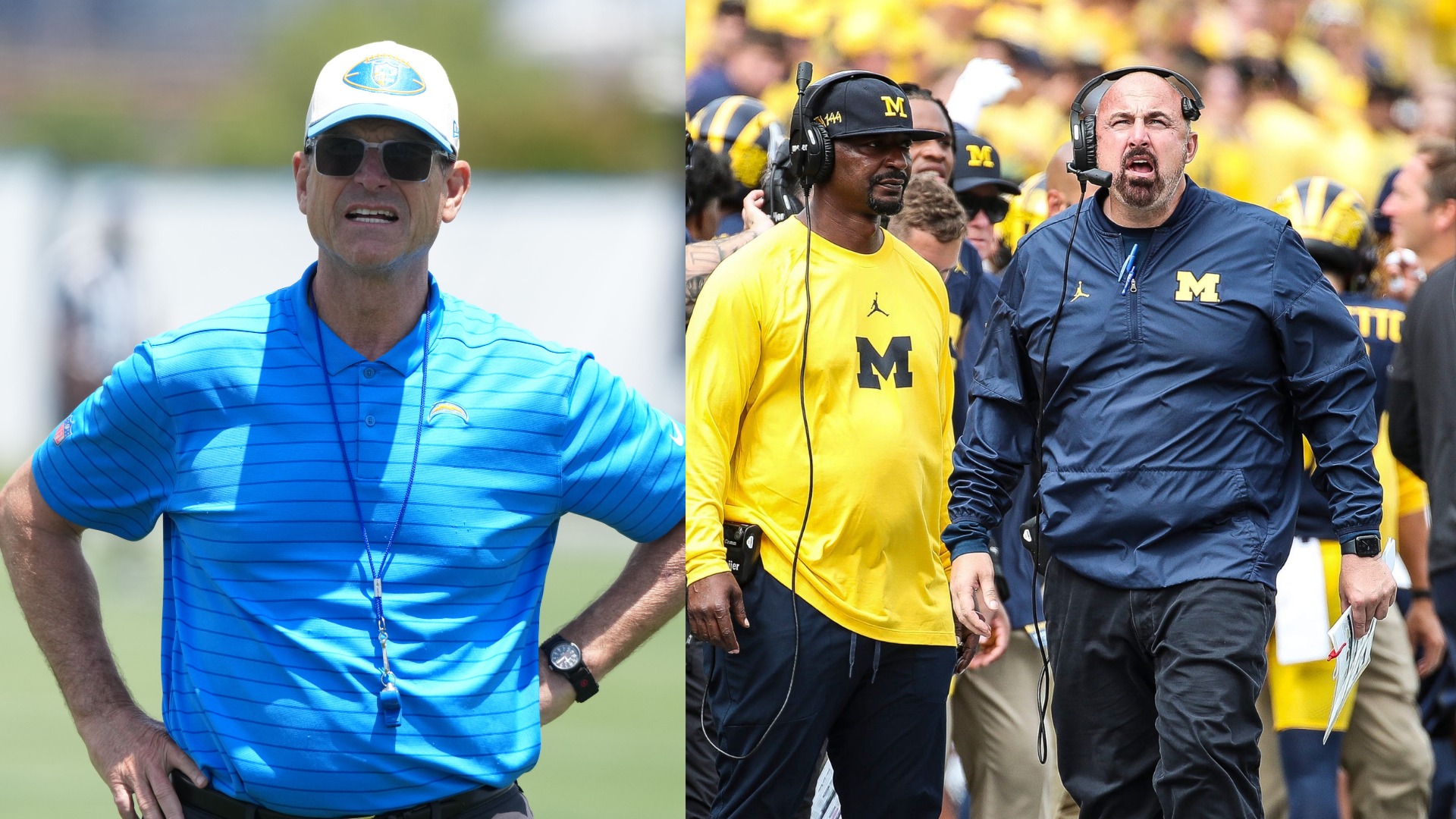 Chris Partridge and Jim Harbaugh. Source: IMAGN