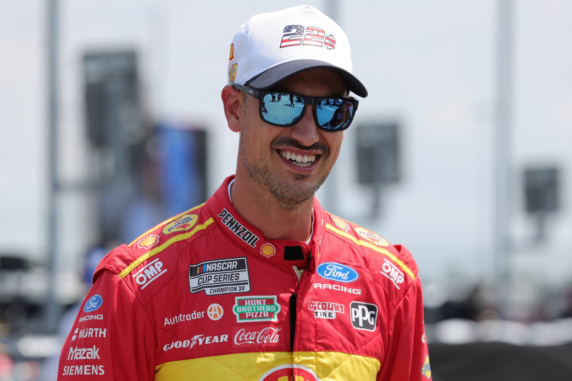 NASCAR Cup Series driver Joey Logano (22) before qualifying for the eero 400 at Chicagoland Speedway.