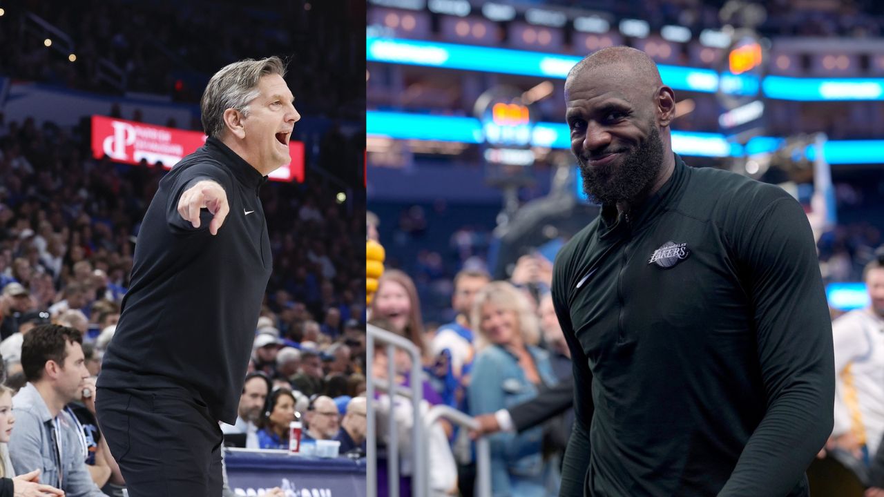 Minnesota head coach Chris Finch and LeBron James - Source: Imagn Images