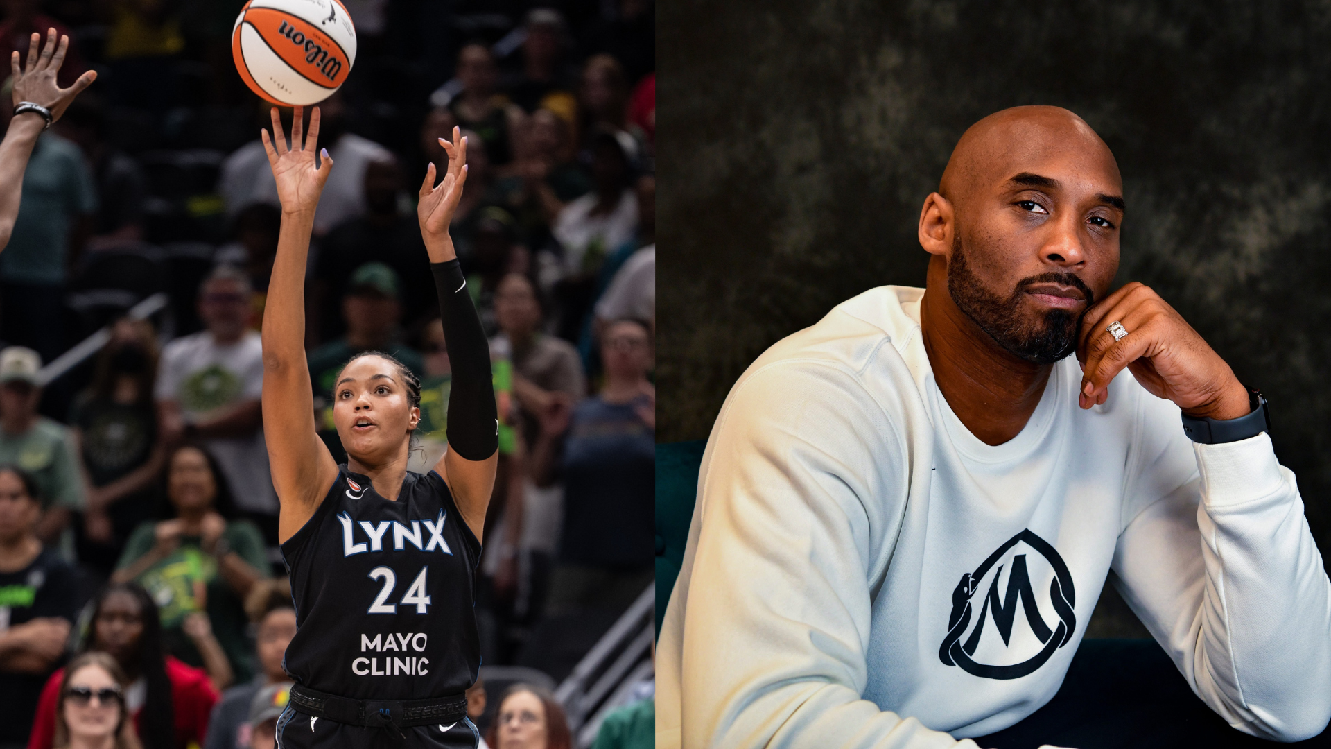 Napheesa Collier and Kobe Bryant. - Source: Imagn