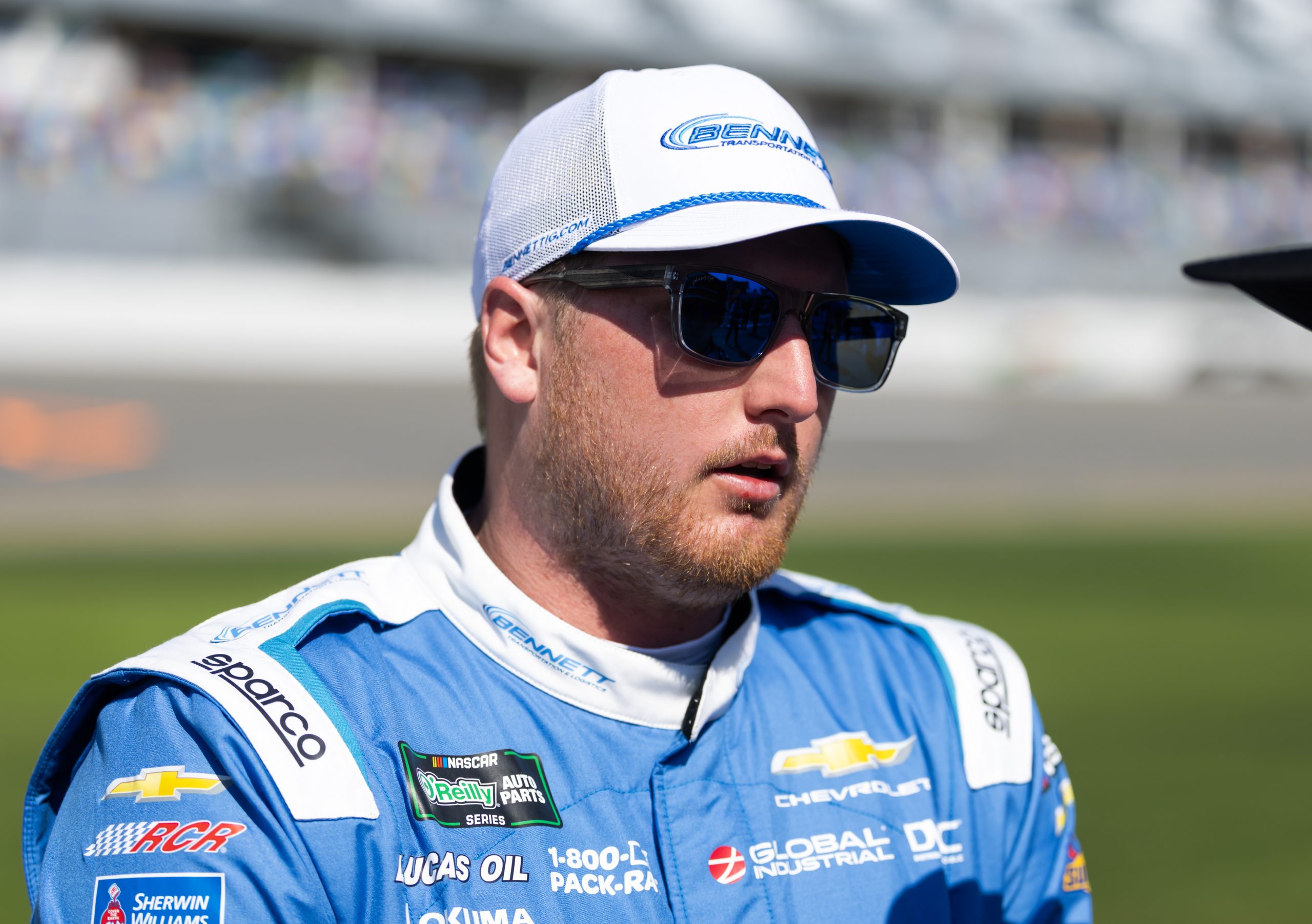 Feb 14, 2026; Daytona Beach, Florida, USA; NASCAR O&rsquo;Reilly Auto Parts Series driver Austin Hill (21) during qualifying for the United Rentals 300 at Daytona International Speedway. Mandatory Credit: Mark J. Rebilas-Imagn Images