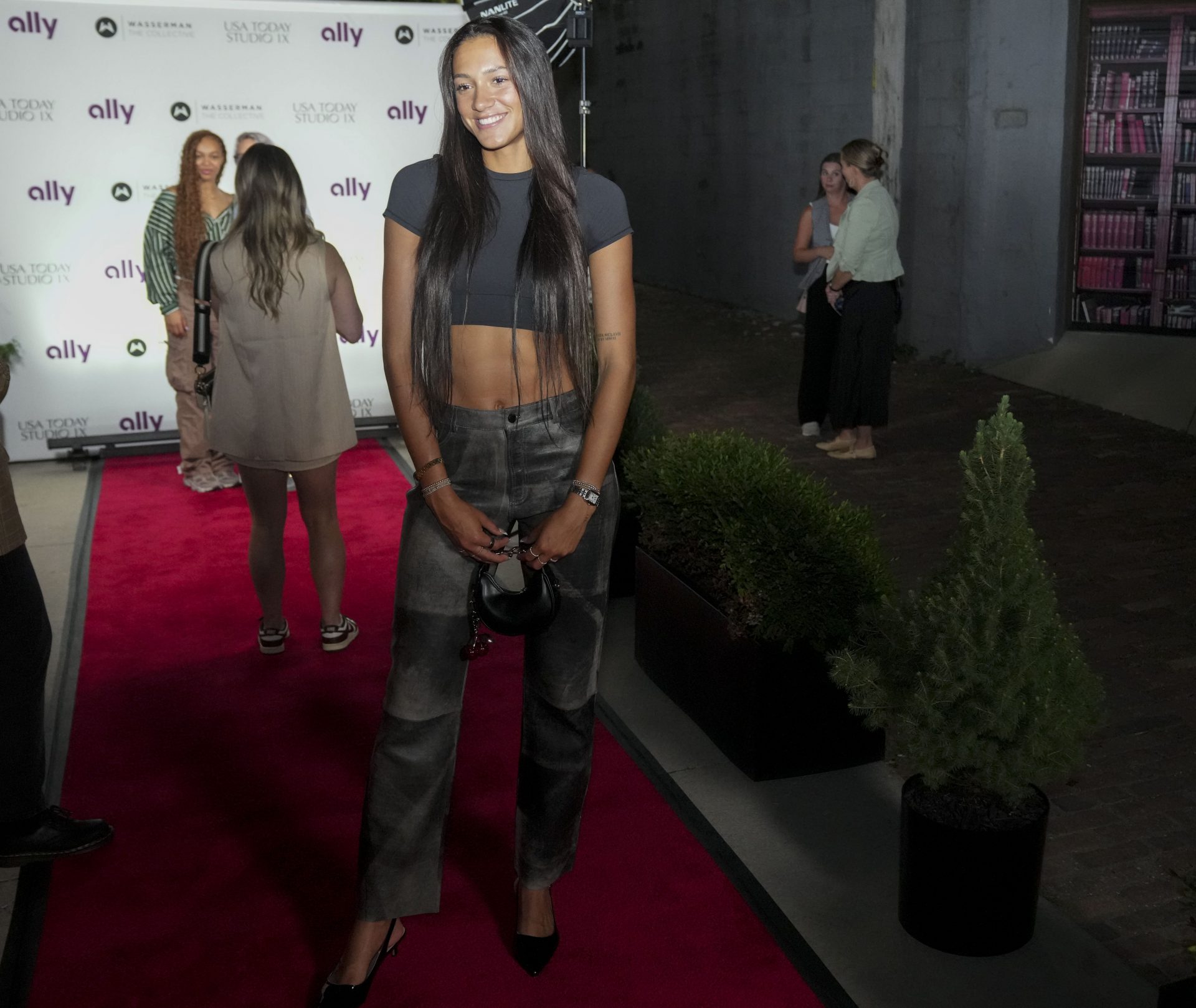 Volleyball player Harper Murray arrives during The Collective's WNBA All-Star VIP party at The Bemberg in Indianapolis.