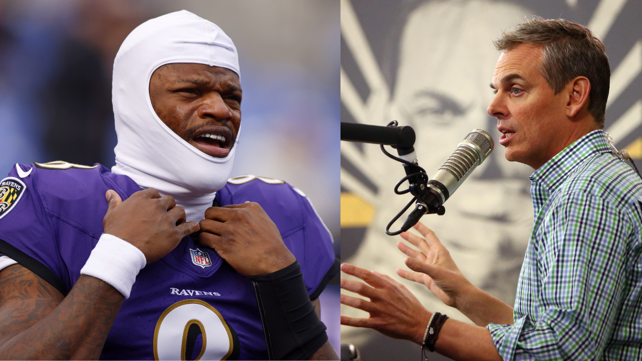 Lamar Jackson and Colin Cowherd -Source: Imagn