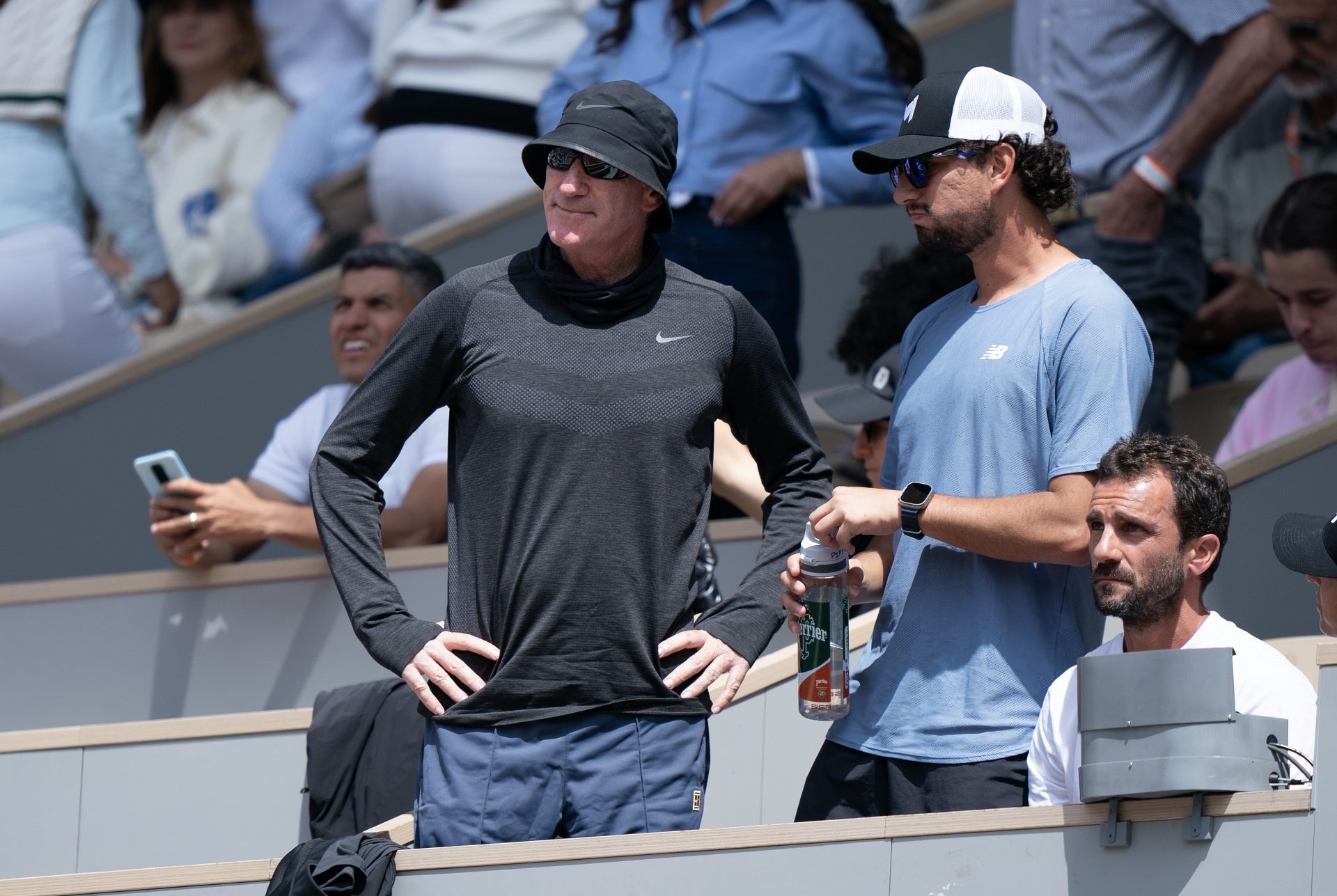 Coaches, Brad Gilbert and Jean-Christophe Faurel in attendance for the Coco Gauff of the United States and Ons Jabeur of Tunisia match on day 10 of Roland Garros at Stade Roland Garros.