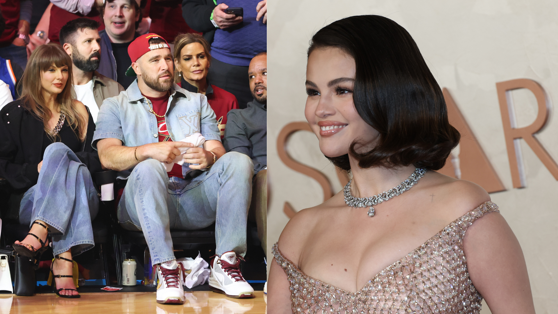 Taylor Swift, Travis Kelce and Selena Gomez. Source: IMAGN