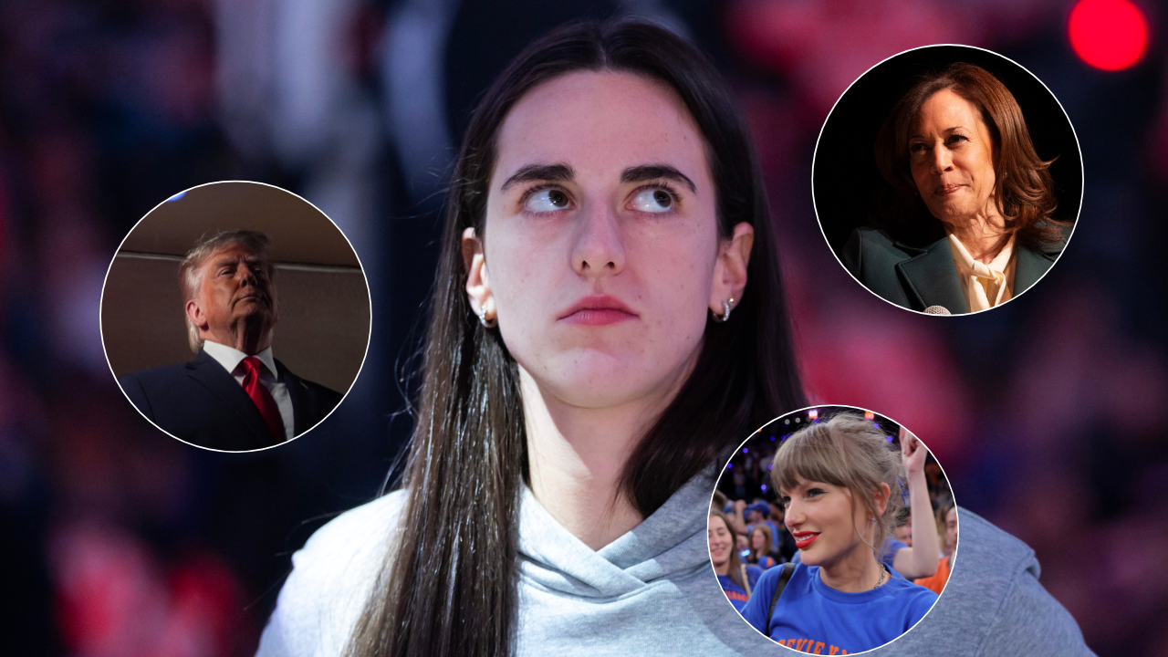 Donald Trump, Caitlin Clark, Kamala Harris, Taylor Swift - Image Source: Imagn Images