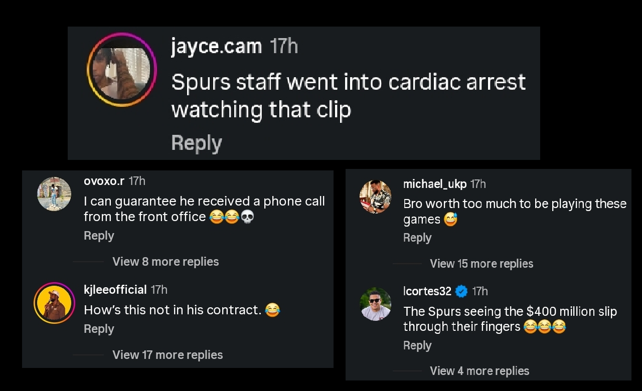 Fans comment on a Victor Wembanyama mishap (Image via Instagram/@bleacherreport)