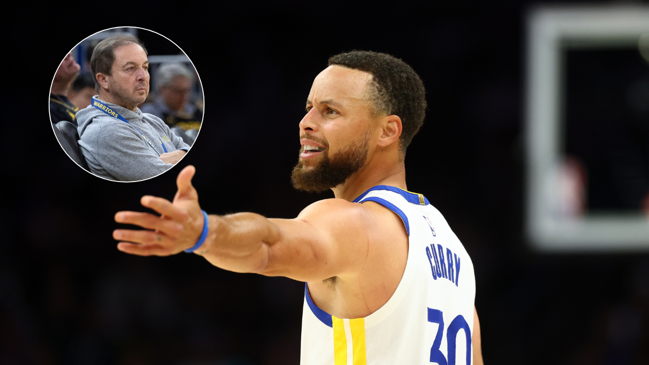 Warriors owner Joe Lacob, Steph Curry - Image Source: Imagn Images