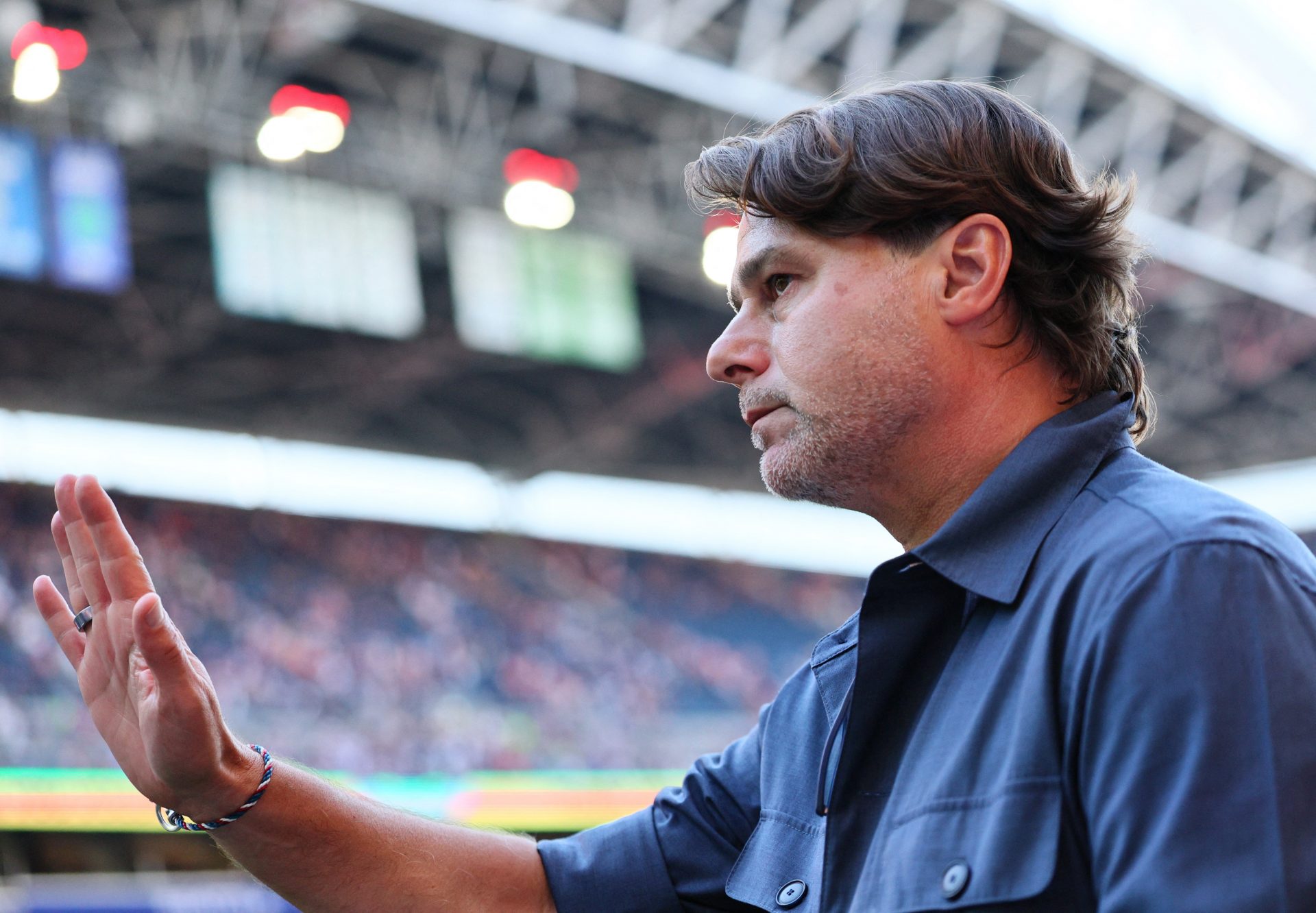 U.S. coach Mauricio Pochettino looks dejected after the match following their elimination from the World Cup.  Source: Blake Dahlin-Imagn Images