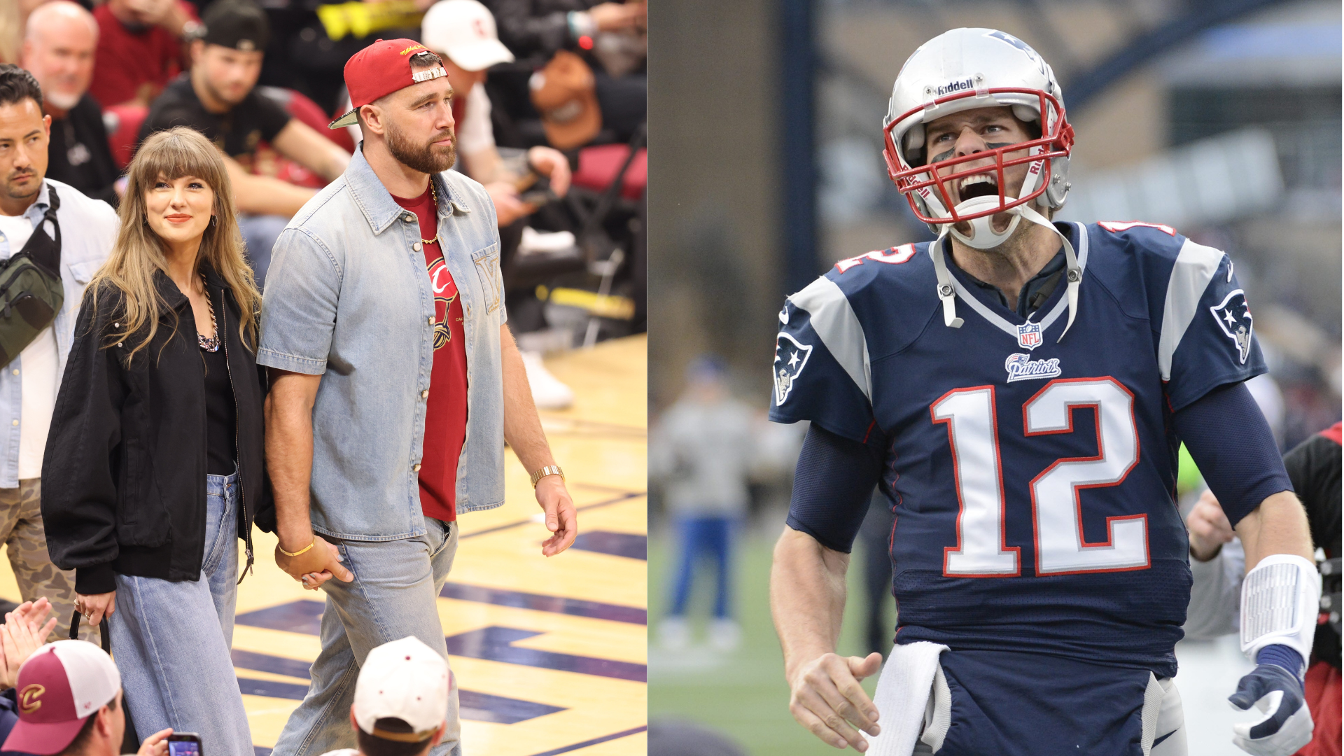 Taylor Swift, Travis Kelce and Tom Brady. Source: IMAGN