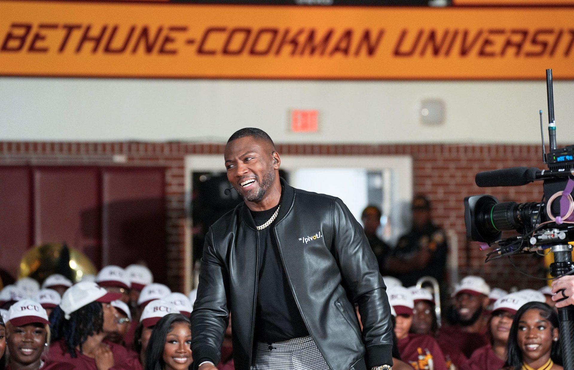 Former NFL star Ryan Clark laughs during ESPN First Take at Bethune-Cookman University during the show’s HBCU fall tour, Source: Imagn