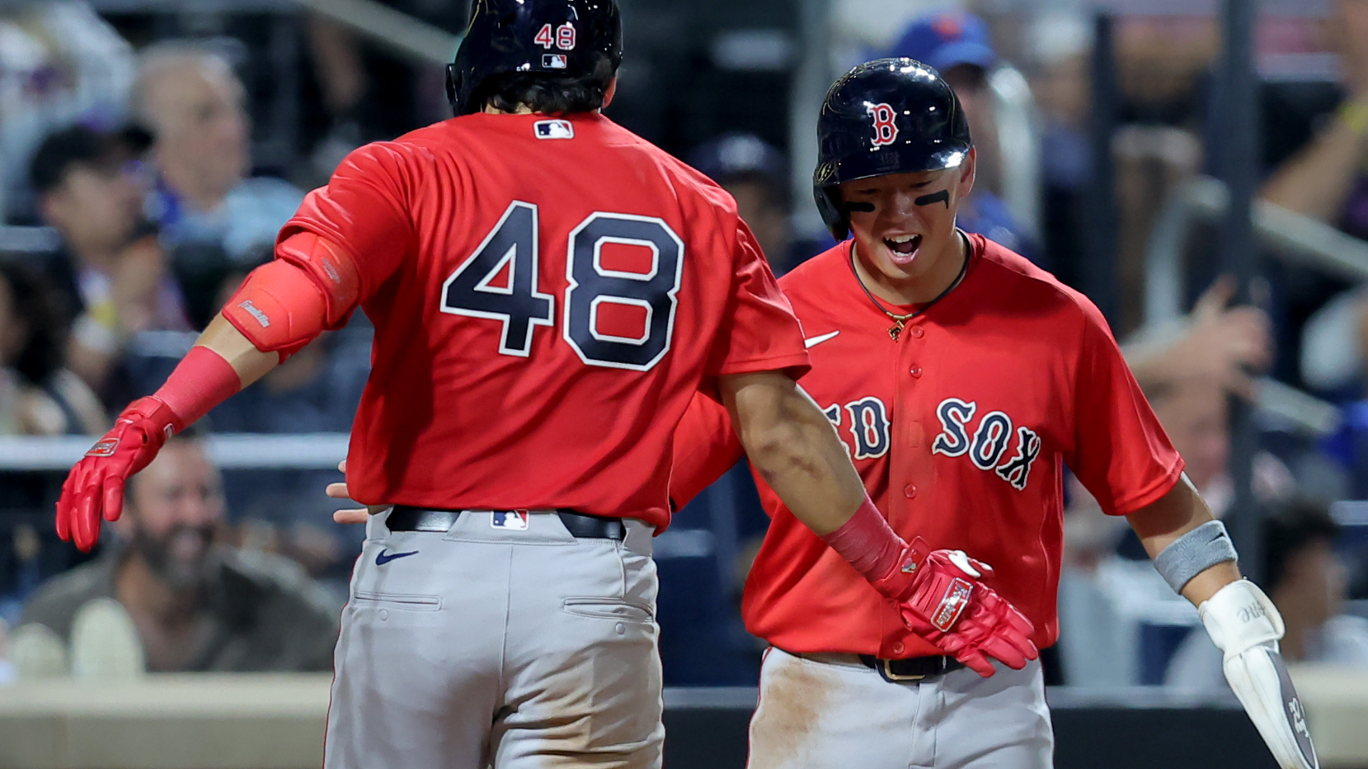 Boston Red Sox second baseman Anthony Seigler celebrates with shortstop Tsung-Che Cheng. Source: IMAGN